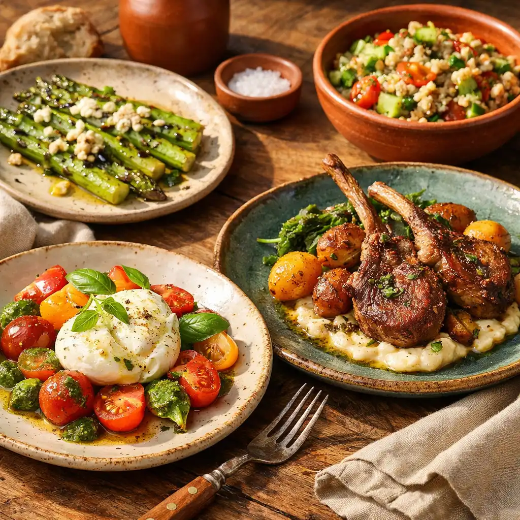 Detalj farm-to-table tanjura u Bonasino restoranu s lokalnim sezonskim sastojcima na keramičkom tanjuru